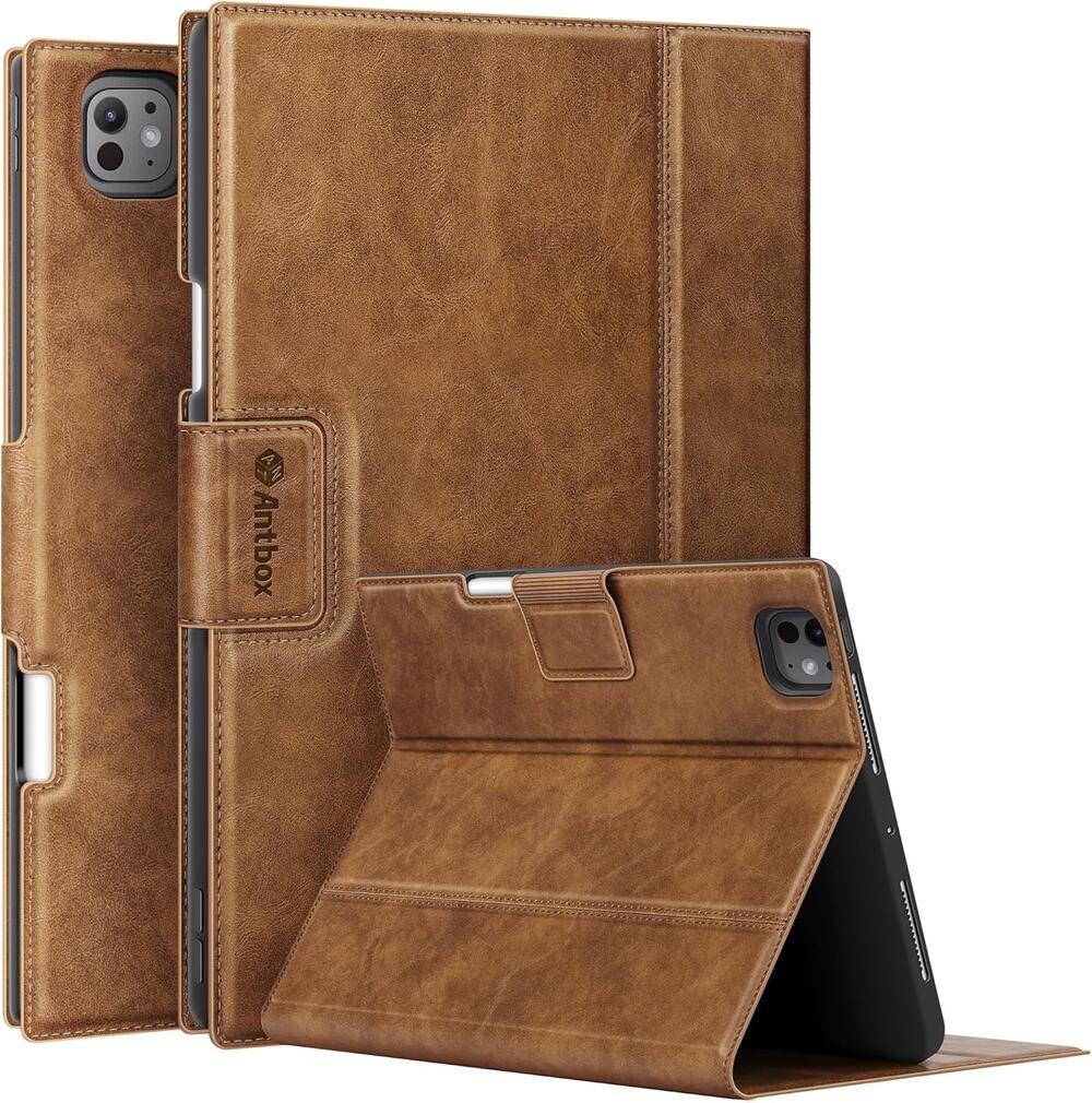 Antbox For IPad Pro 11 Inch Case M5 2025/M4 2024, Premium Vegan Leather, Support